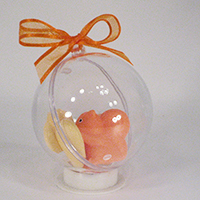Boule transparente 6cm et Aimant écureuil orange