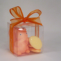 Cube transparent mou 5x5 et Porte clé écureuil orange