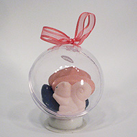 Boule transparente 6cm et Aimant écureuil rose