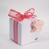 Cube carton blanc et Aimant écureuil rose