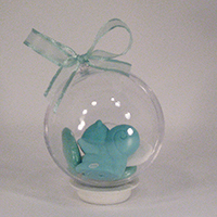 Boule transparente 6cm et Aimant écureuil turquoise