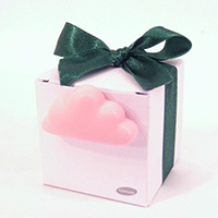 Cube carton blanc et Aimant nuage rose