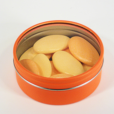 Boite ronde en fer orange